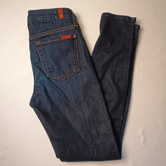7 For All Mankind Denim - 7 For All Mankind Jeans Size 24/0 The Mid Rise Ankle Skinny Dark Wash